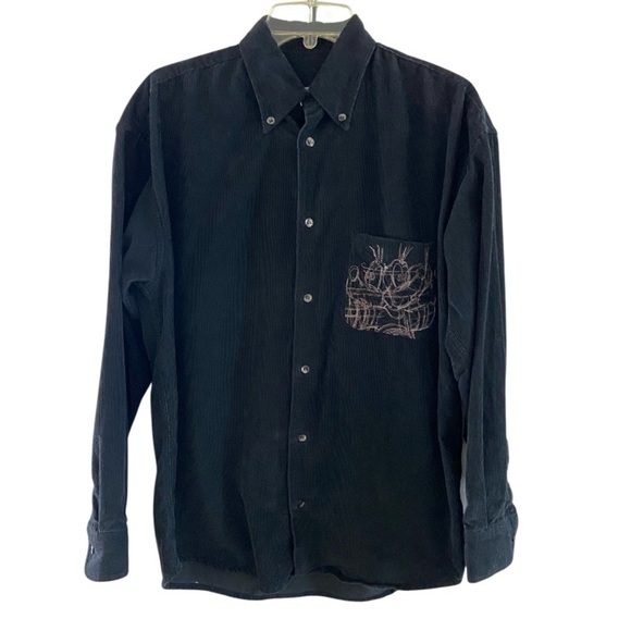 Iceberg History vintage button front corduroy top black menS/L